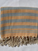 Flat Woven Bath Towel / Throw " Sea Breeze" Variegated Stripe in Turquoise and Orange