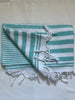 Flat Woven "Summer Stripe" Bath Towel / Throw in  Turquoise