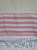 Flat Woven "Summer Stripe" Bath Towel / Throw in Pale Pink