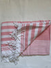 Flat Woven "Summer Stripe" Bath Towel / Throw in Pale Pink