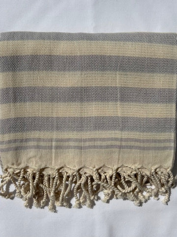 Flat Woven Bath Towel / Throw " Sea Breeze" Variegated Stripe in Lavender